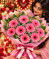 Pink Gerbera Bouquet – 10 Pink Gerberas