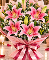 Pink Lily Bouquet – 5 Pink Lilies