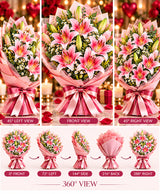 Pink Lily Bouquet – 5 Pink Lilies