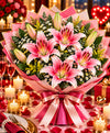 Pink Lily Bouquet – 5 Pink Lilies
