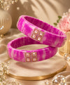 Pink Marbled Embellished Designer Lac Bangle