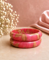 Pink & Antique Gold Statement Lac Bangles Set