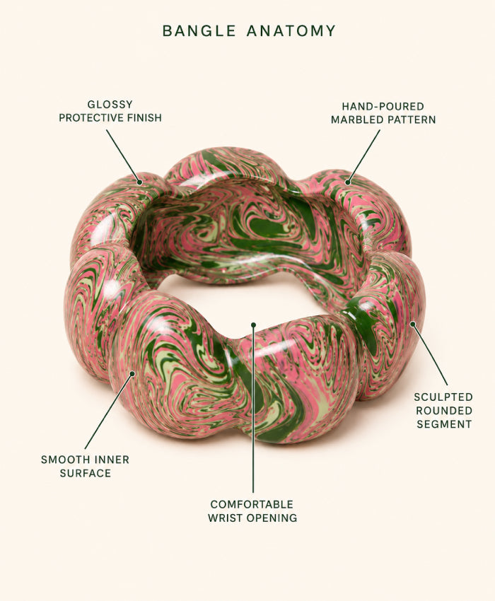 Pink Green Marbled Swirl Lac Bangles