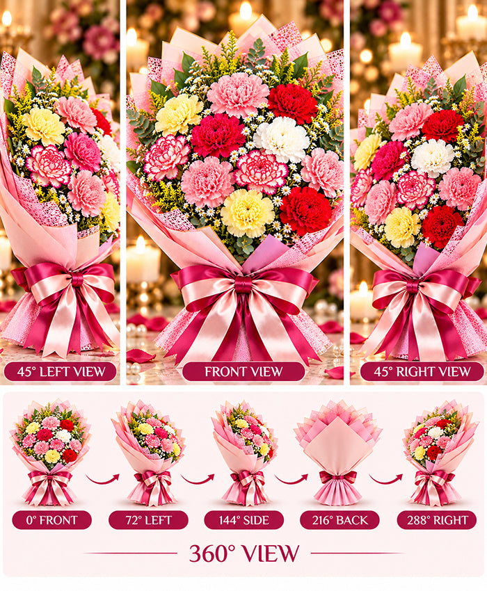 Premium Carnation Bouquet – 15 Carnations