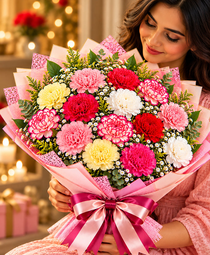 Premium Carnation Bouquet – 15 Carnations