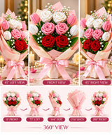 Premium Handmade Pink, White & Red Rose Bouquet