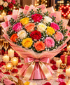 Premium Mixed Rose Bouquet – 24 Mixed Roses