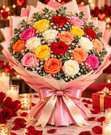 Premium Mixed Rose Bouquet – 24 Mixed Roses