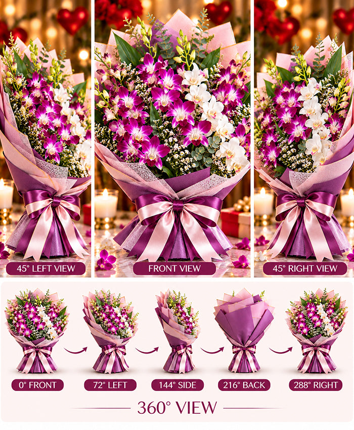 Premium Orchid Bouquet – 10 Orchid Stems
