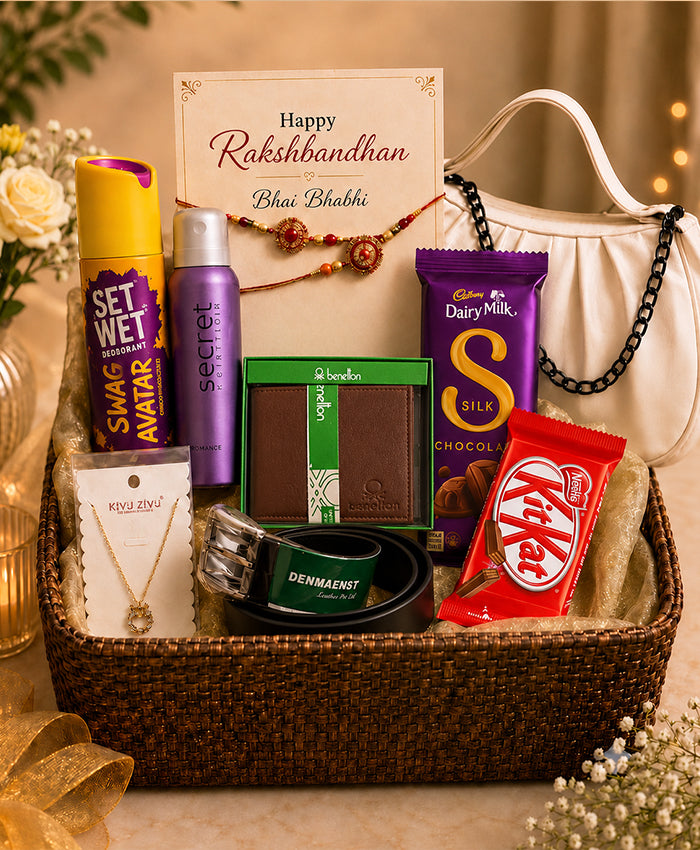Premium Couple Rakhi Gift Basket