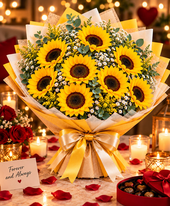 Premium Sunflower Bouquet – 9 Sunflowers