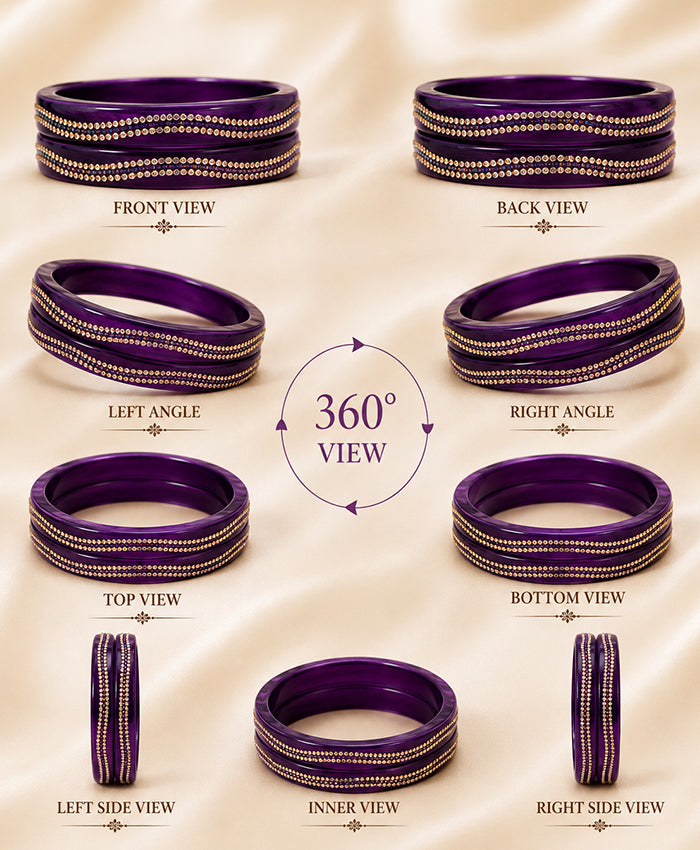 Purple Embellished Designer Lac Bangle Set