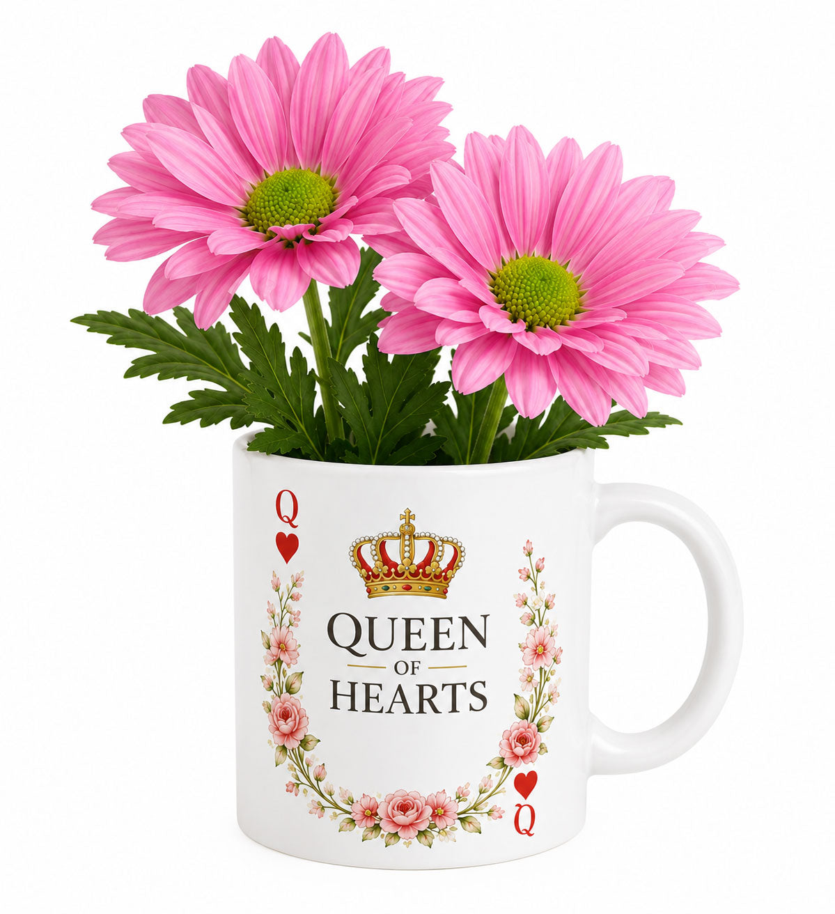 Queen of Hearts Personalised Mug with Daisy