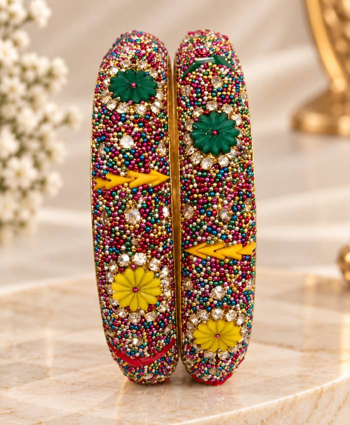 Rangoli Floral Beaded Bangle Set
