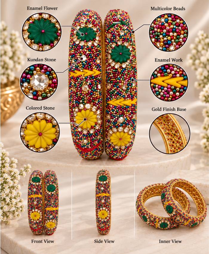 Rangoli Floral Beaded Bangle Set