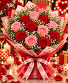 Red & Pink Love Bouquet – 6 Red + 6 Pink Roses