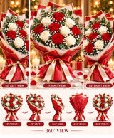 Red & White Rose Bouquet – 6 Red + 6 White Roses