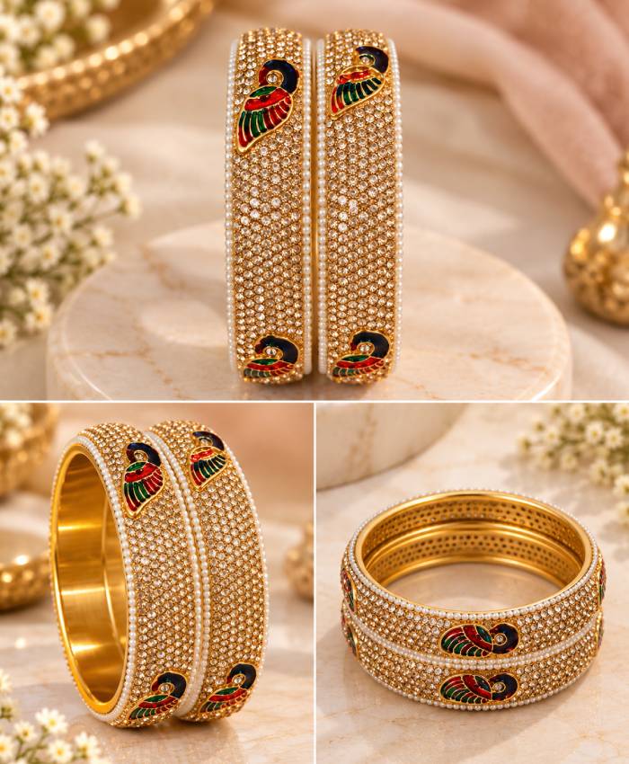 Regal Peacock Sparkle Bangle Set