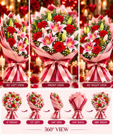 Rose & Lily Bouquet – 8 Roses + 3 Lilies