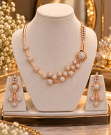 Rose Gold Floral Elegance Necklace Set with Matching Earrings