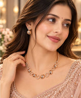 Rose Gold Oval Link Necklace & Earrings Set