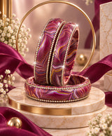 Royal Maroon Multicolor Marble Designer Lac Bangle Set