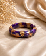 Royal Purple & Antique Gold Statement Lac Bangles Set