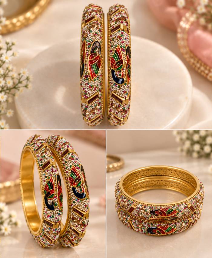 Royal Meenakari Multicolour Embellished Bangle Set