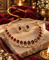 Ruby Red Teardrop Necklace & Matching Earrings Set