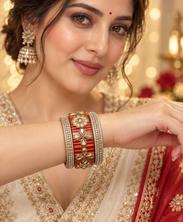 Ruby Bloom Lac Bangle Set