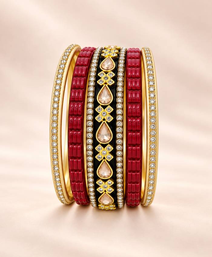 Ruby Ember Lac Bangle Set