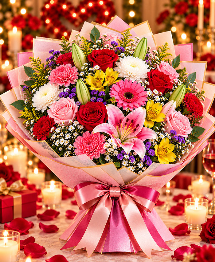 Seasonal Mixed Flower Bouquet – 15 Flowers