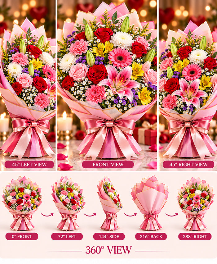 Seasonal Mixed Flower Bouquet – 15 Flowers