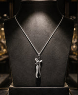 Silver-Tone Couple Embrace Pendant Necklace for Women