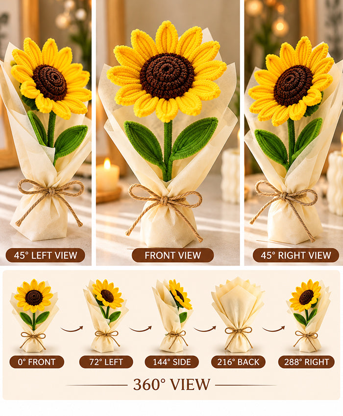 Handmade Single Yellow Sunflower with Rustic Wrap