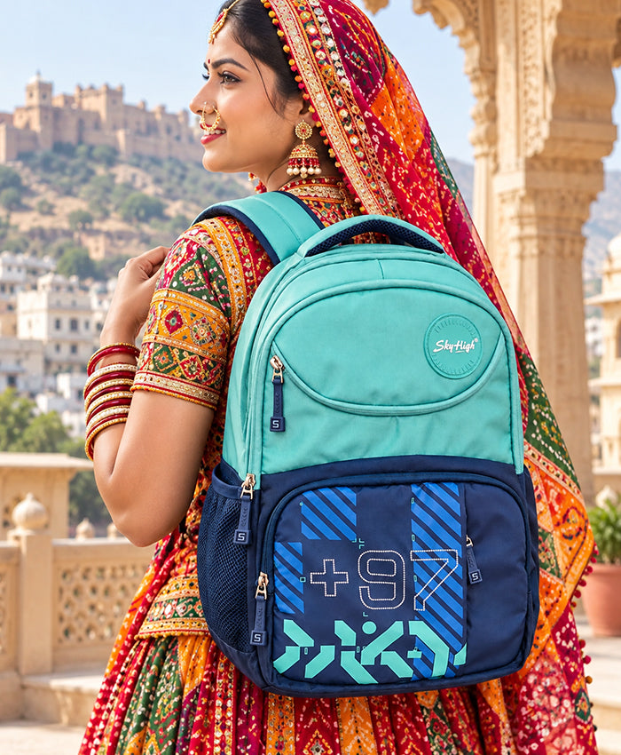 Sky High Aqua Motion Blue Multi-Compartment School Backpack