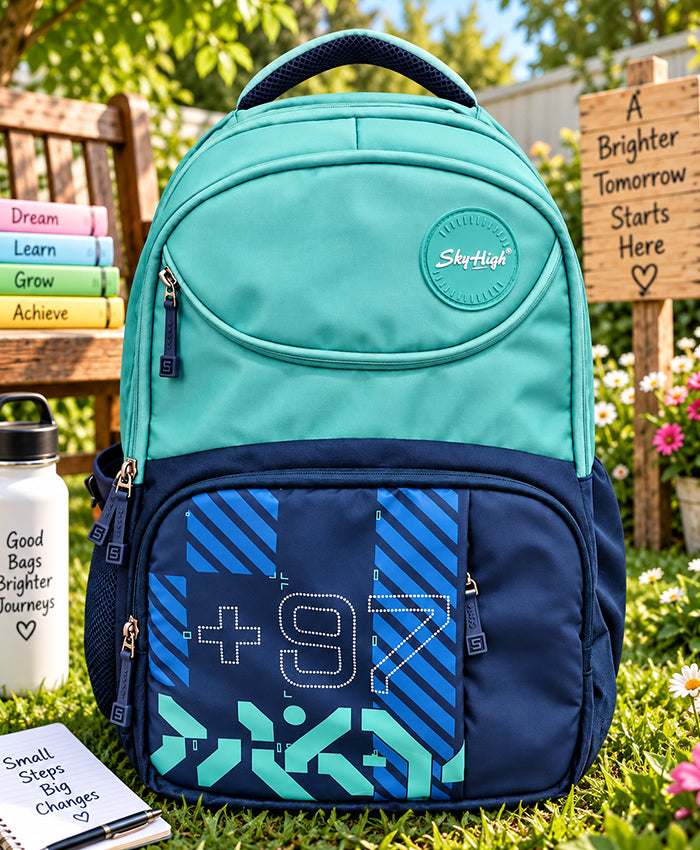 Sky High Aqua Motion Blue Multi-Compartment School Backpack