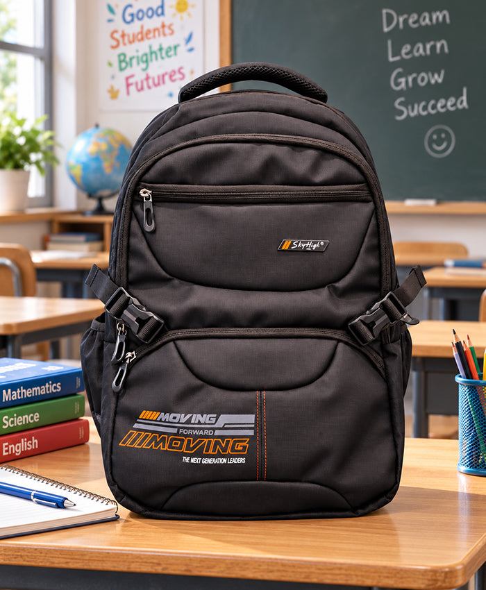 Sky High Moving Forward Black Multi-Compartment Everyday Backpack