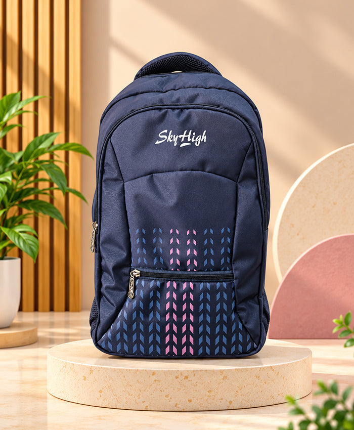 Sky High Navy Blue Arrow Print School Backpack