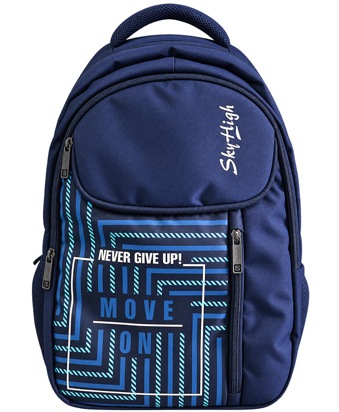 Sky High Never Give Up Navy Blue Multi-Compartment Backpack