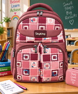 Sky High Rose Grid Multi-Compartment School Backpack