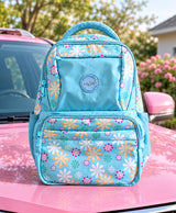 Sky High Sky Blue Floral Printed School Backpack