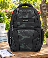 Sky High Stealth Camo Black Multi-Compartment Backpack