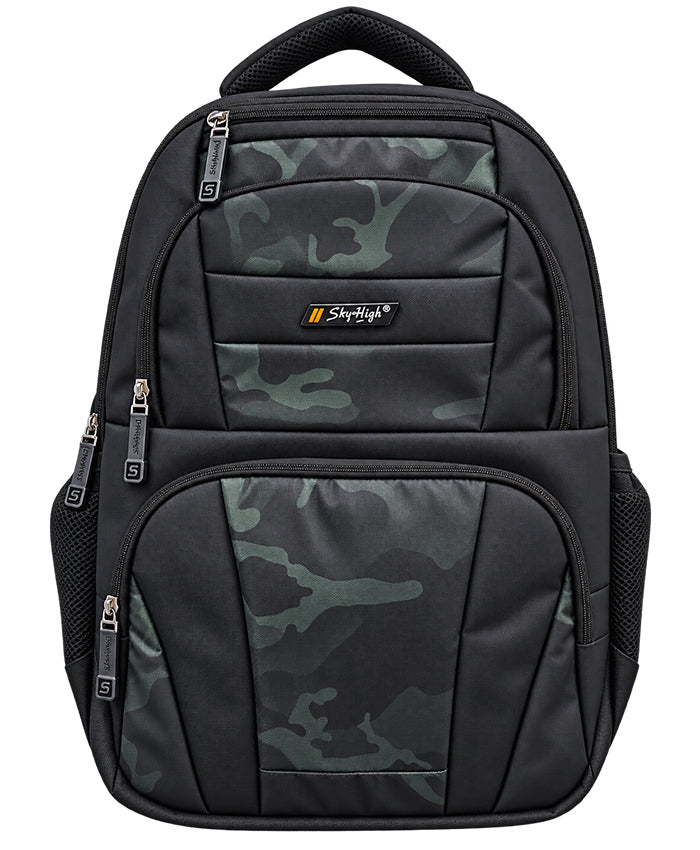 Sky High Stealth Camo Black Multi-Compartment Backpack