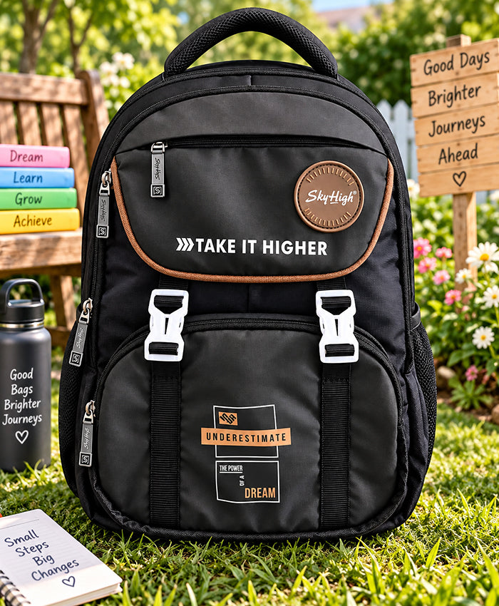 Sky High Take It Higher Black Multi-Compartment School Backpack