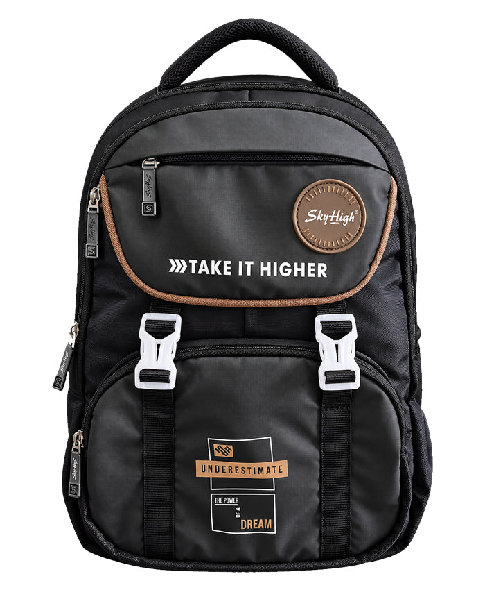 Sky High Take It Higher Black Multi-Compartment School Backpack