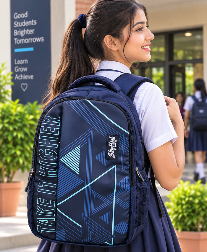 Sky High Take It Higher Navy Blue Geometric Printed Backpack