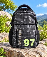 Sky High Travel The World 97 Black Checkered School Backpack