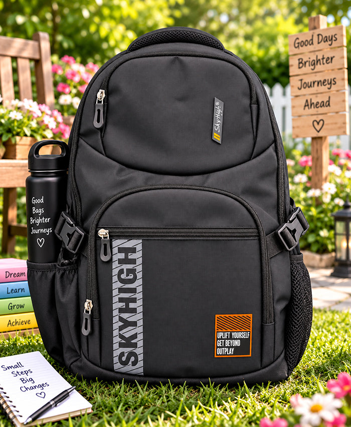 Sky High Uplift Black Multi-Compartment School Backpack