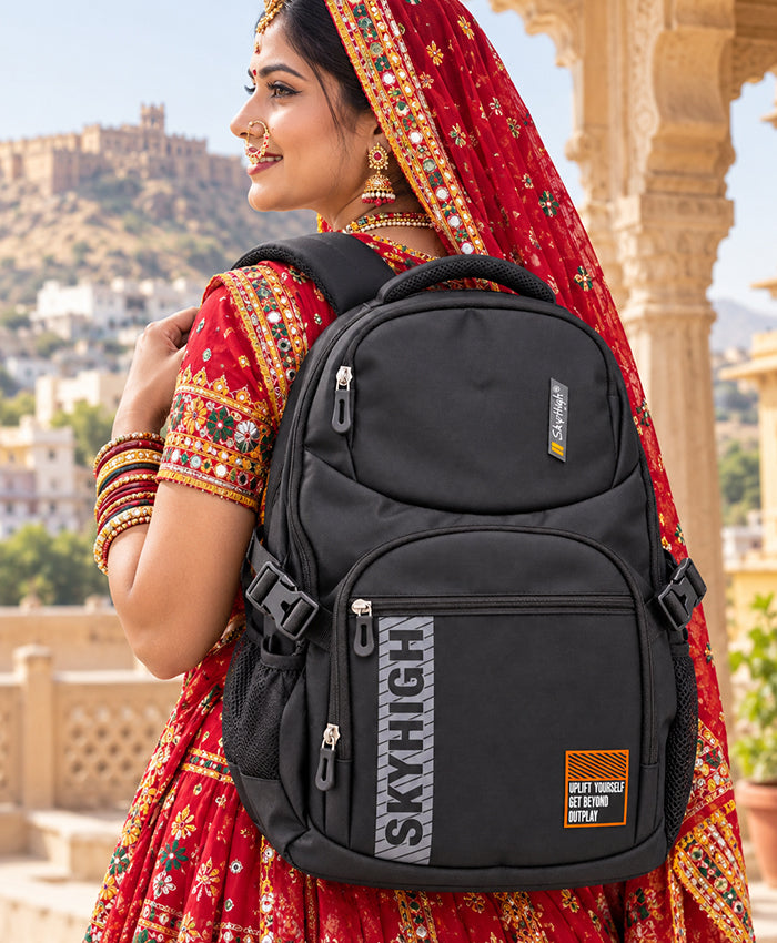 Sky High Uplift Black Multi-Compartment School Backpack